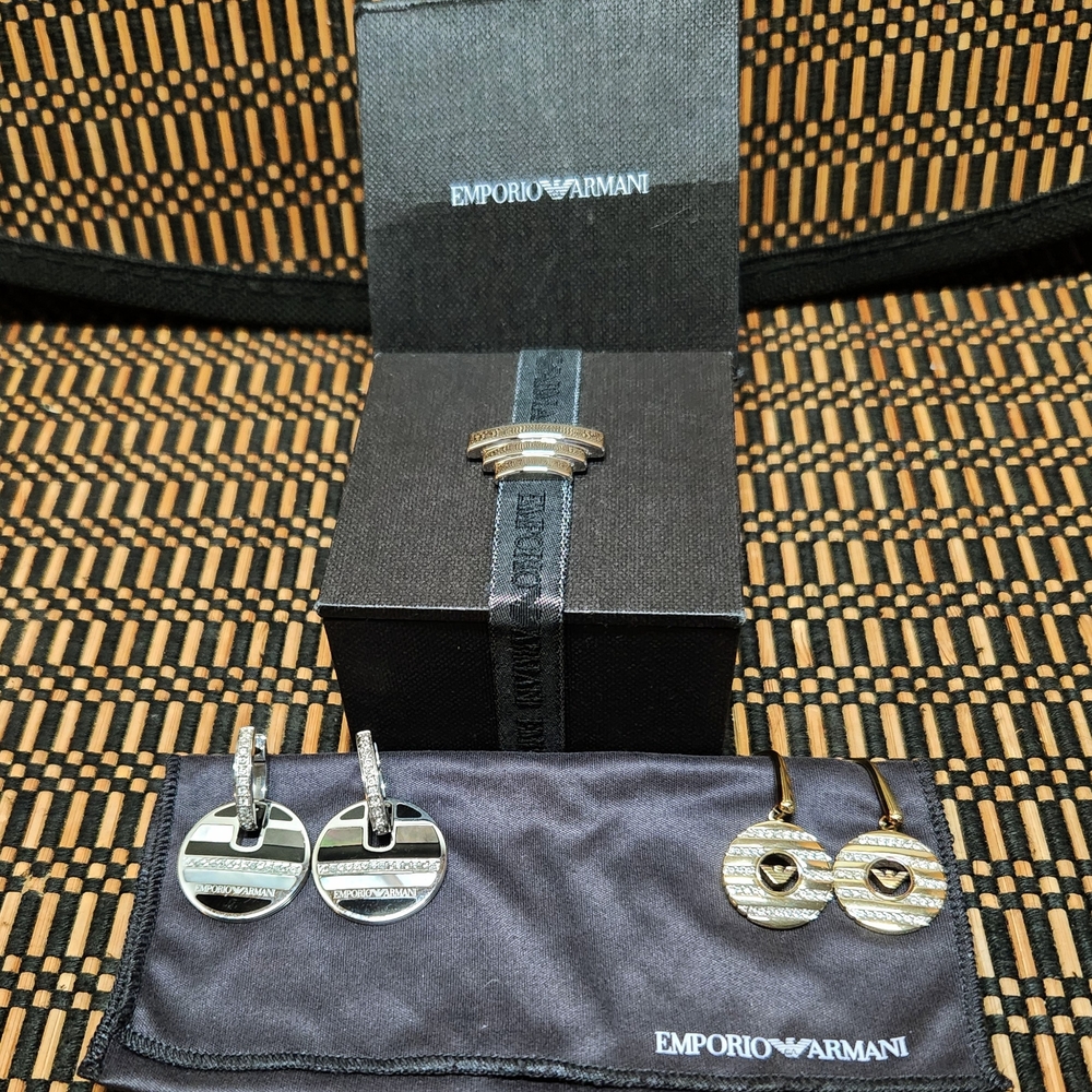 Emporio Armani Silver and Gold Ring Set